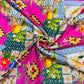 Pink & Multicolor Traditional Crepe fabric - TradeUNO