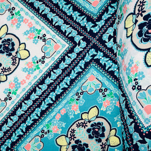 Green & Multicolor Traditional Print Moss Crepe Fabric - TradeUNO