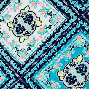 Green & Multicolor Traditional Print Moss Crepe Fabric - TradeUNO