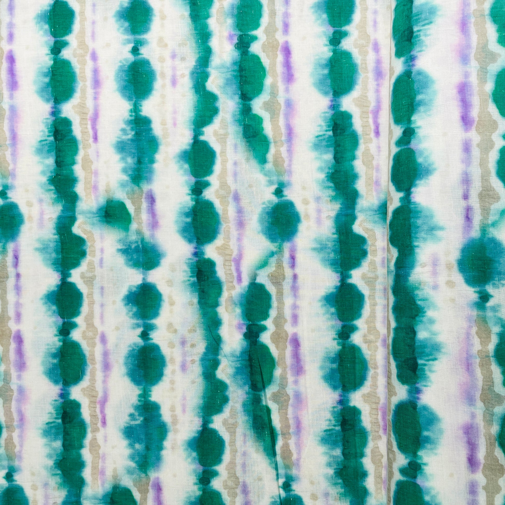 White & Green Tie & Dye Print Mulmul Fabric - TradeUNO