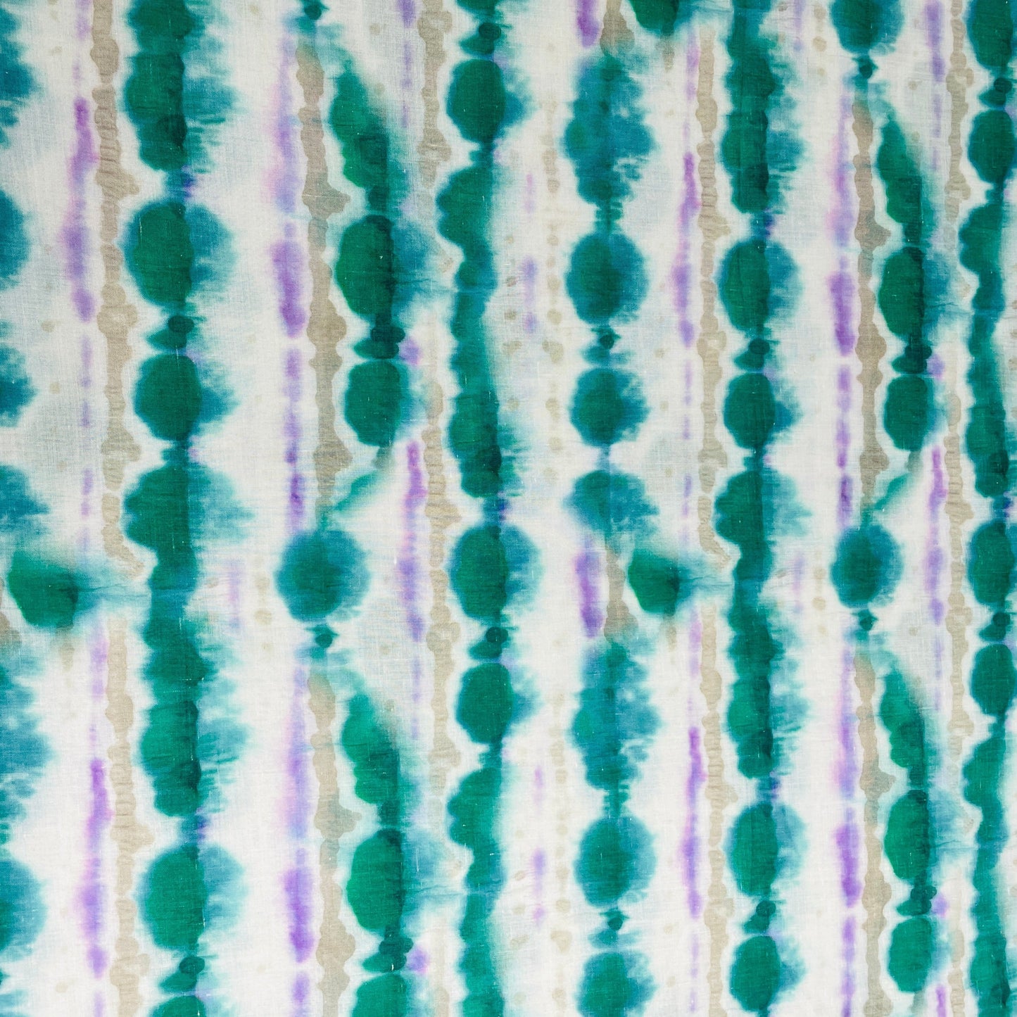 White & Green Tie & Dye Print Mulmul Fabric - TradeUNO