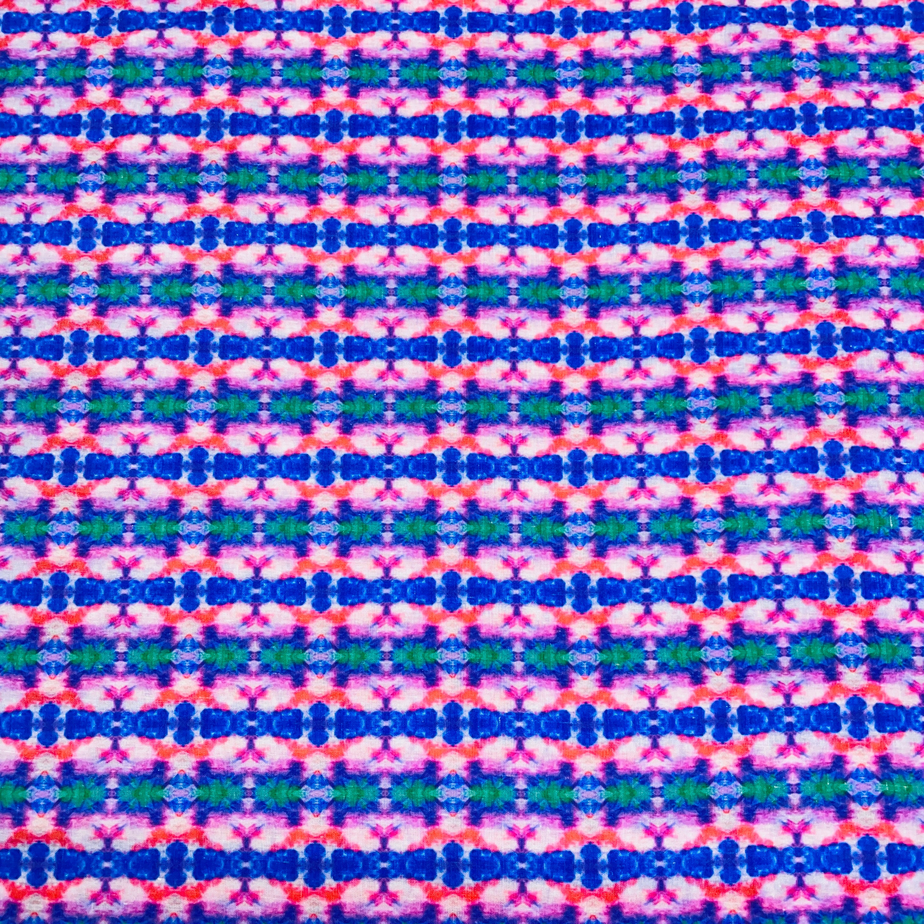 Purple & Multicolor Geometerical Print Mulmul Fabric - TradeUNO