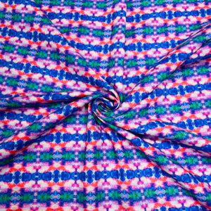 Purple & Multicolor Geometerical Print Mulmul Fabric - TradeUNO