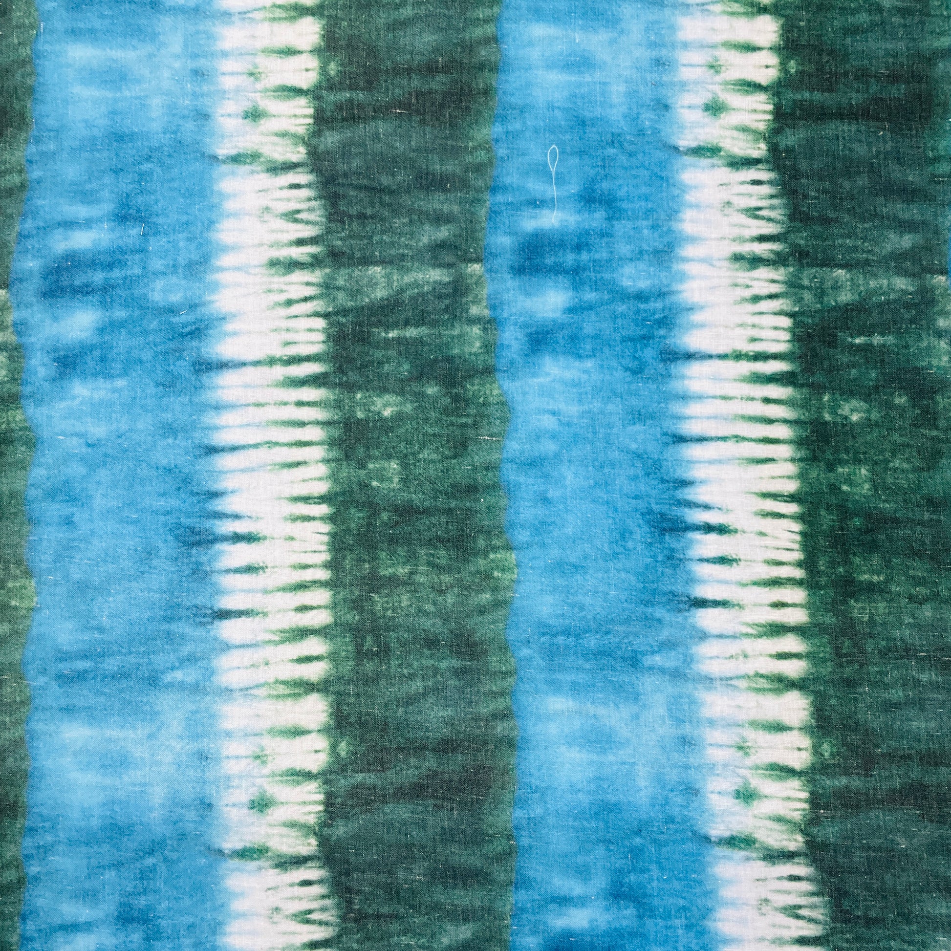 Green & Blue Tie & Dye Print Mulmul Fabric - TradeUNO