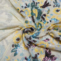 Yellow with Multicolor Floral Sequins Embroidery Power Net Imported Fabric