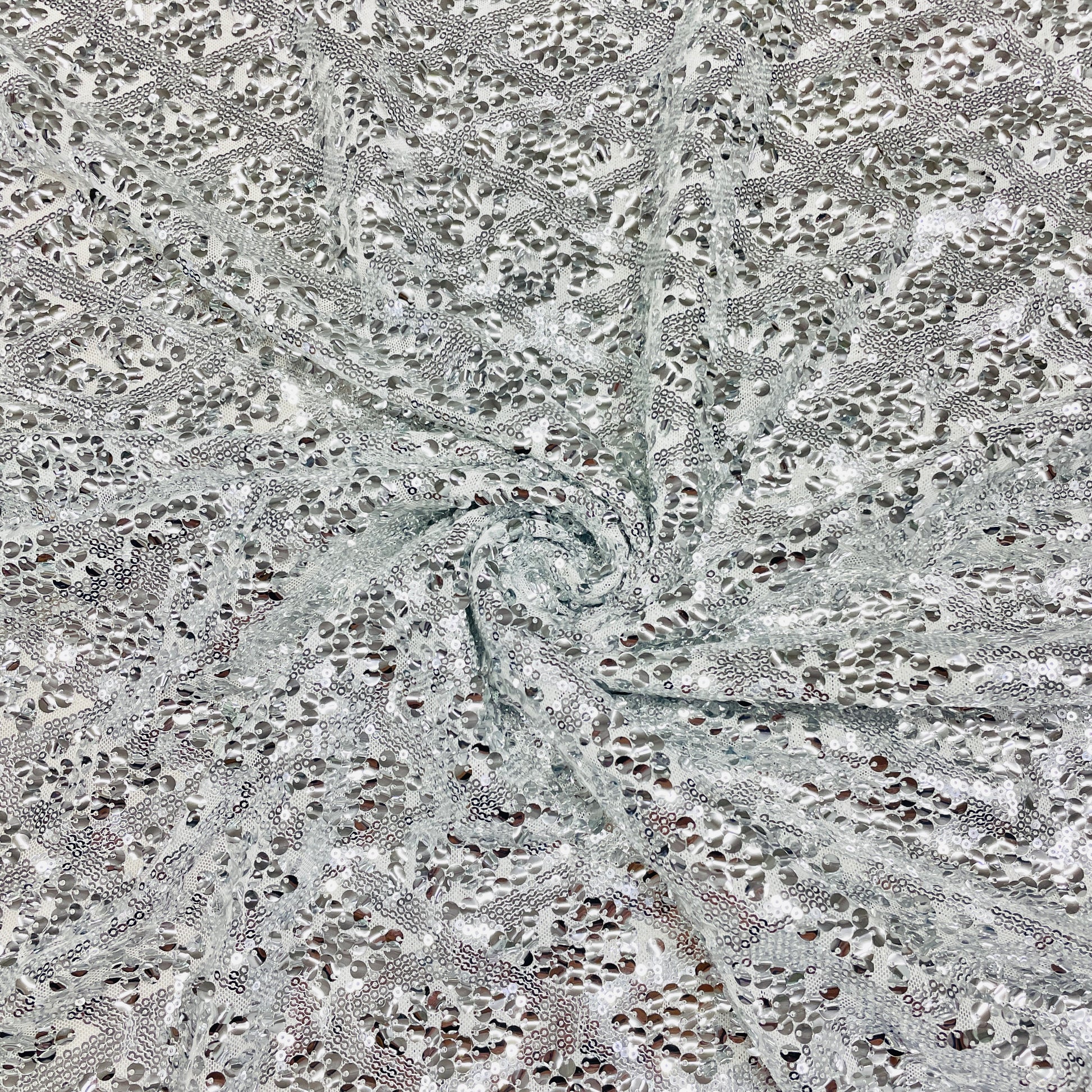 Silver Sequence Embroidery Net Imported Fabric - TradeUNO