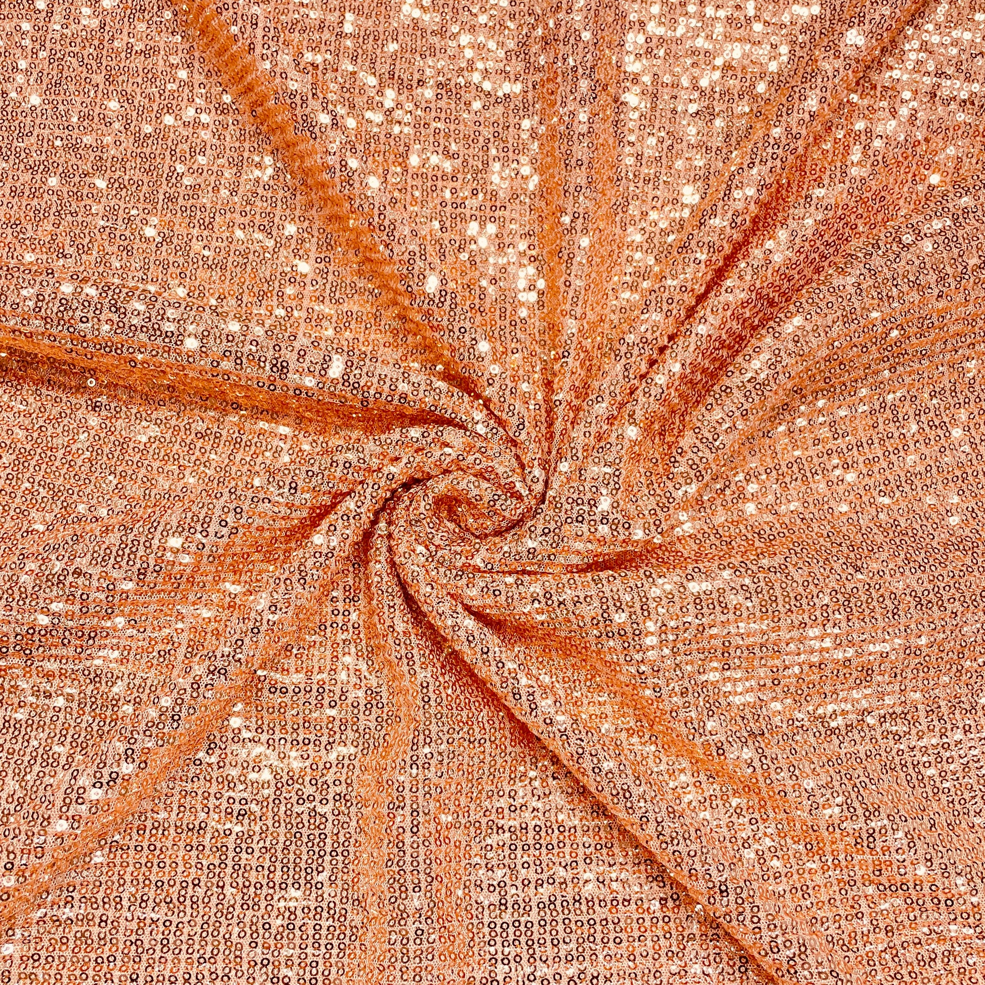 Salmon Pink Sequence & Embrodiery Crushed Net Imported Fabric - TradeUNO