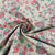 Exclusive Ivory Green Pink Floral Print Slub Tusser Silk