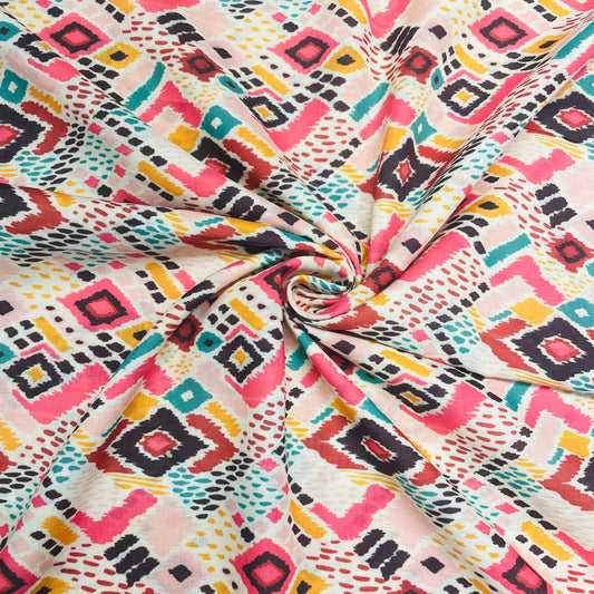 Pink & Multicolor Ikkat Print Lawn Cotton