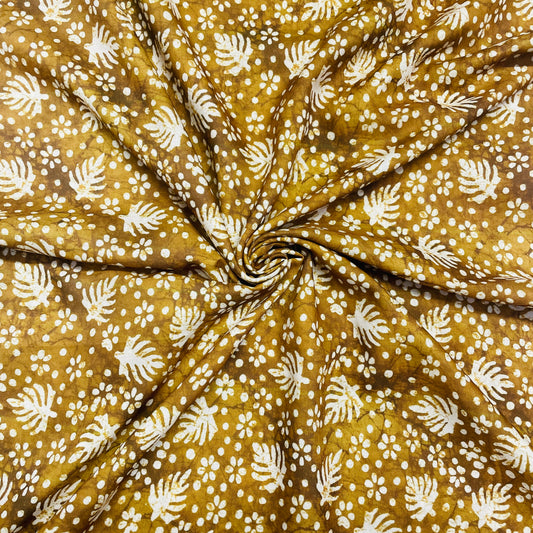 Brown Floral Print Lawn Cotton Fabric