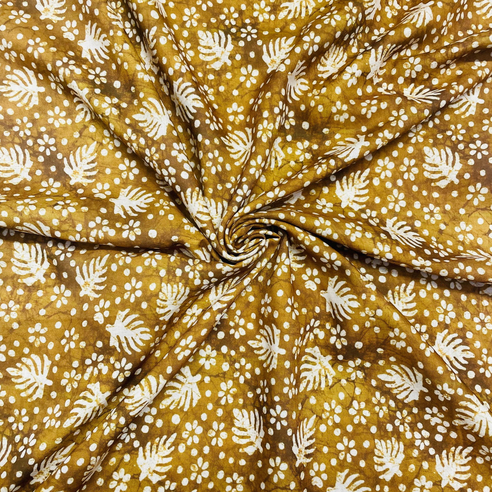 Brown Floral Print Lawn Cotton Fabric - TradeUNO