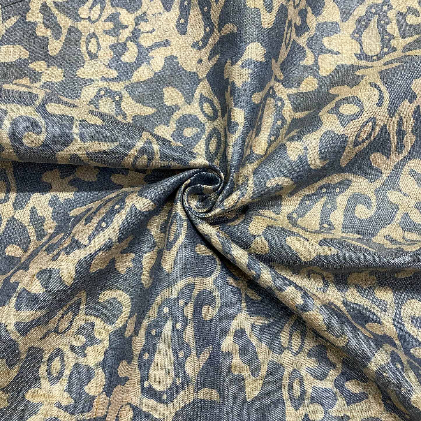 Blue & Cream Batik Print Cotton Dupion Fabric SS-8806 - TradeUNO