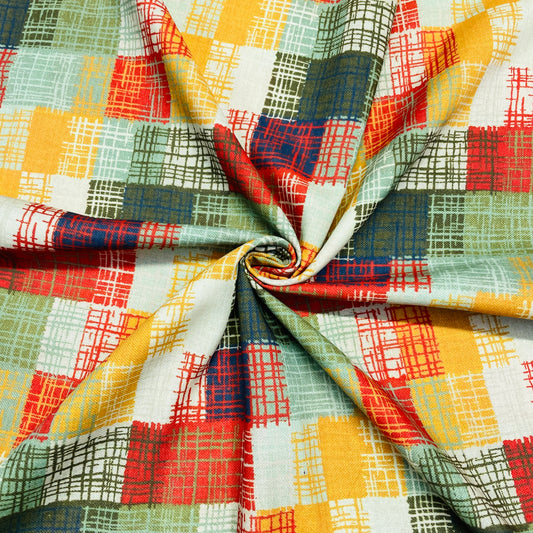Multicolor Geometrical Print Lawn Cotton Fabric