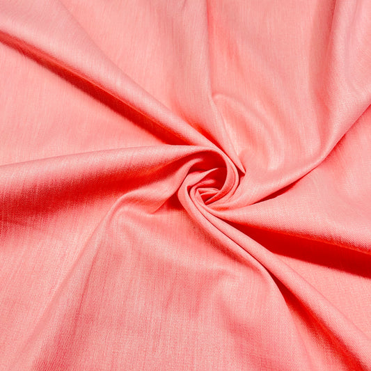 Pink Solid Cotton Denim Fabric