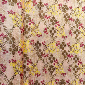 Peach Pink & Multicolor Floral Print Chinon Fabric - TradeUNO