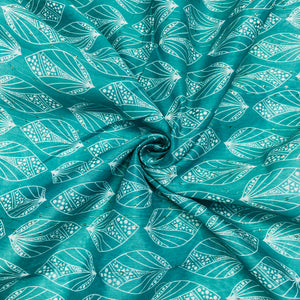 Green Floral Sequence Chanderi Fabric - TradeUNO