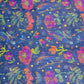 Navy Blue & Multicolor Floral Sequence Chanderi Fabric - TradeUNO