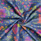 Navy Blue & Multicolor Floral Sequence Chanderi Fabric - TradeUNO