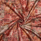 Peach & multicolor Traditional print Chinon Fabric - TradeUNO