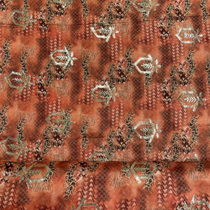 Brown Traditonal Print Viscose Chinon - TradeUNO