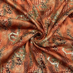 Brown Traditonal Print Viscose Chinon - TradeUNO