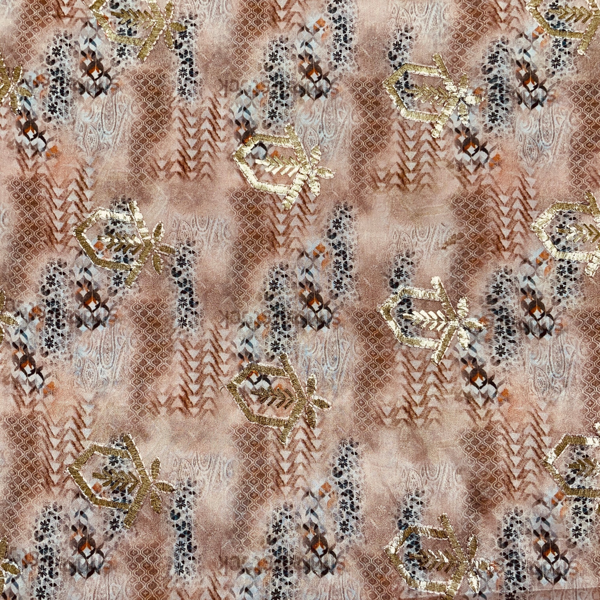 Pink Traditonal Print Viscose Chinon - TradeUNO