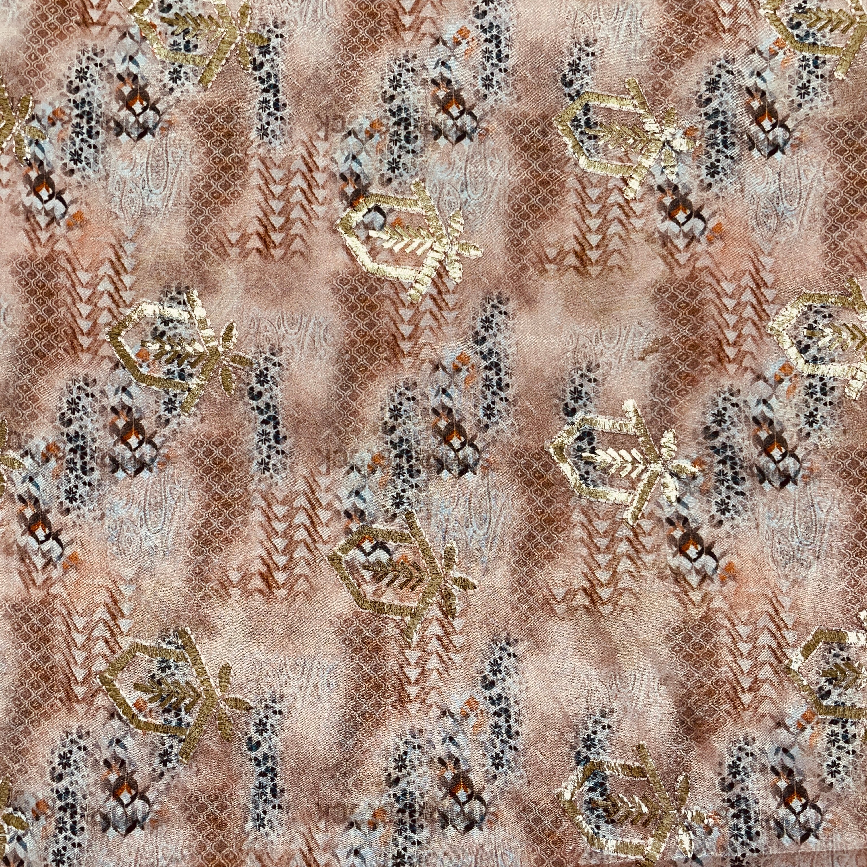 Pink Traditonal Print Viscose Chinon - TradeUNO