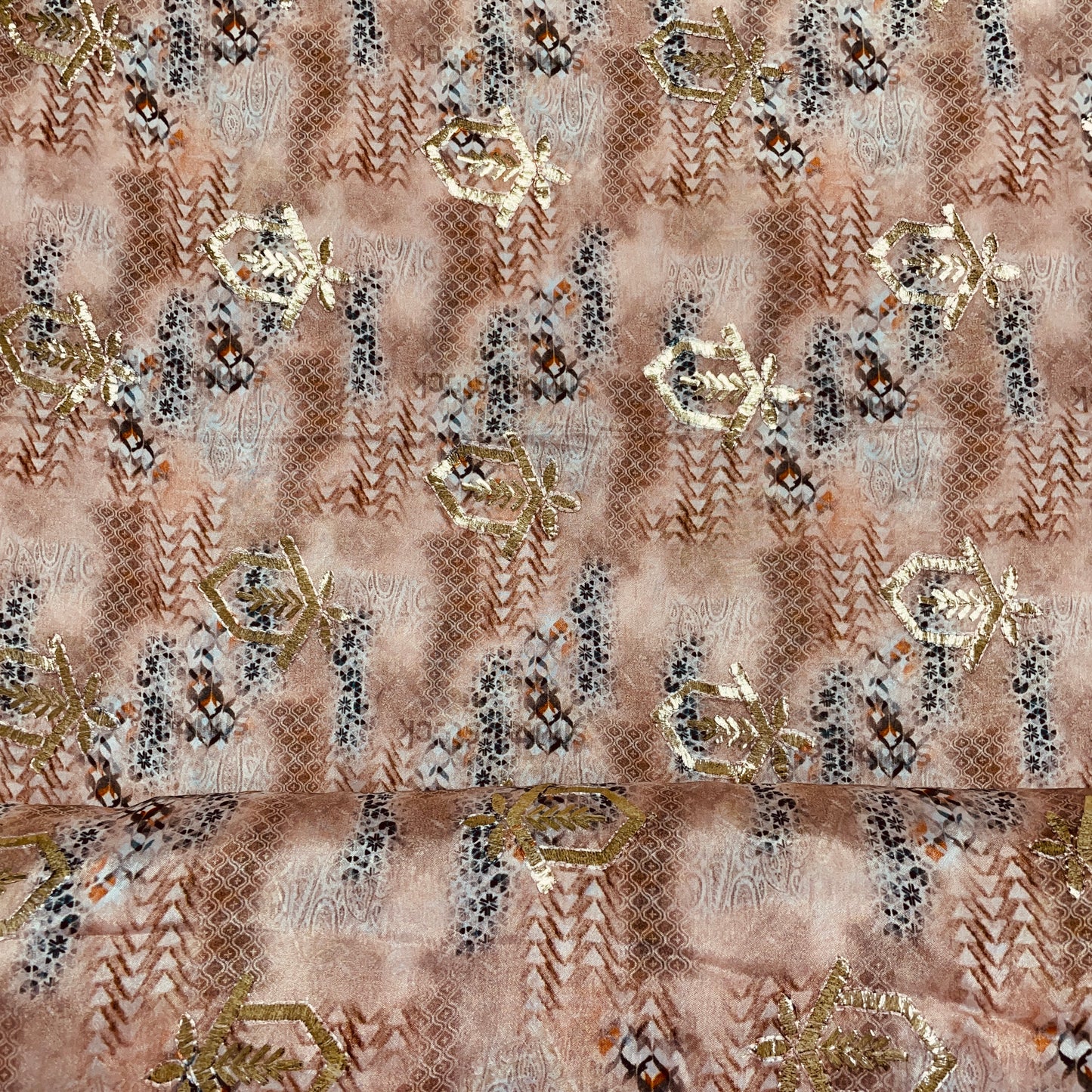 Pink Traditonal Print Viscose Chinon - TradeUNO