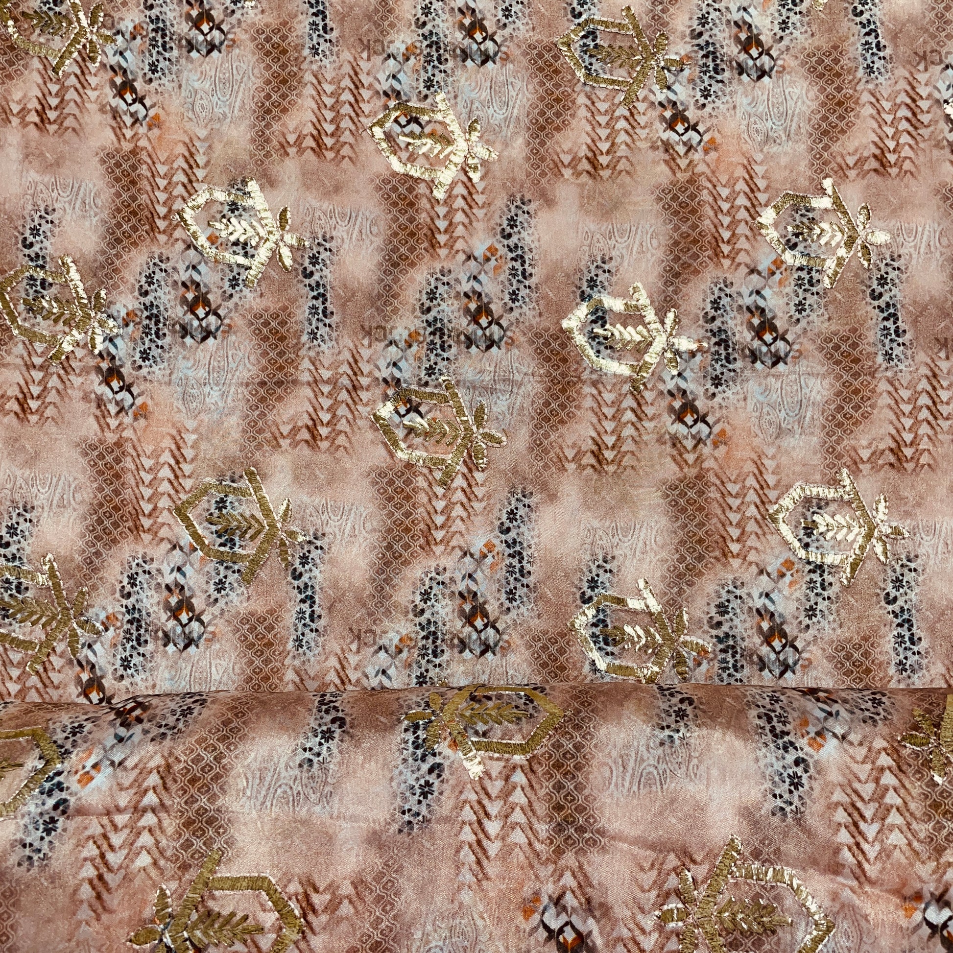 Pink Traditonal Print Viscose Chinon - TradeUNO