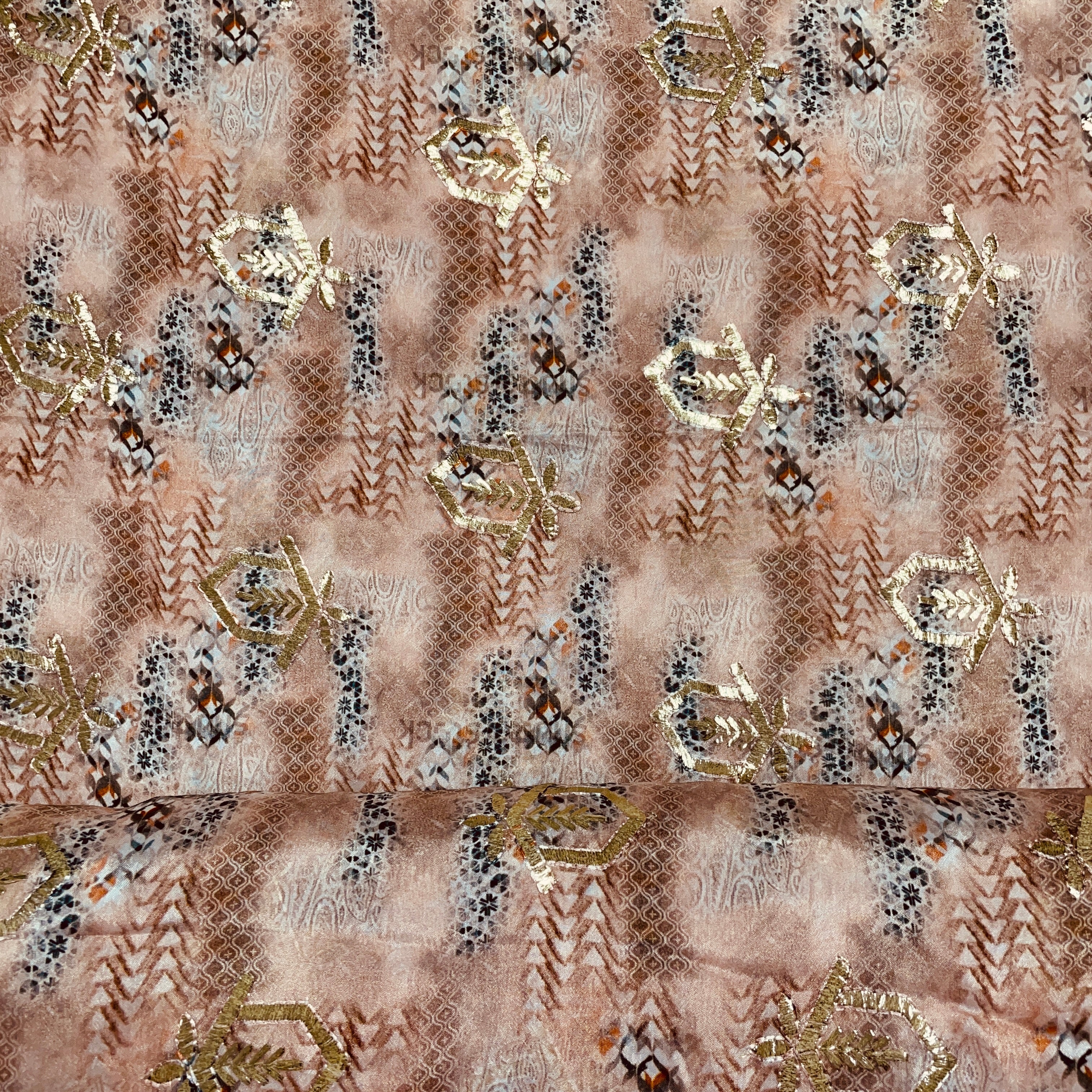 Pink Traditonal Print Viscose Chinon - TradeUNO