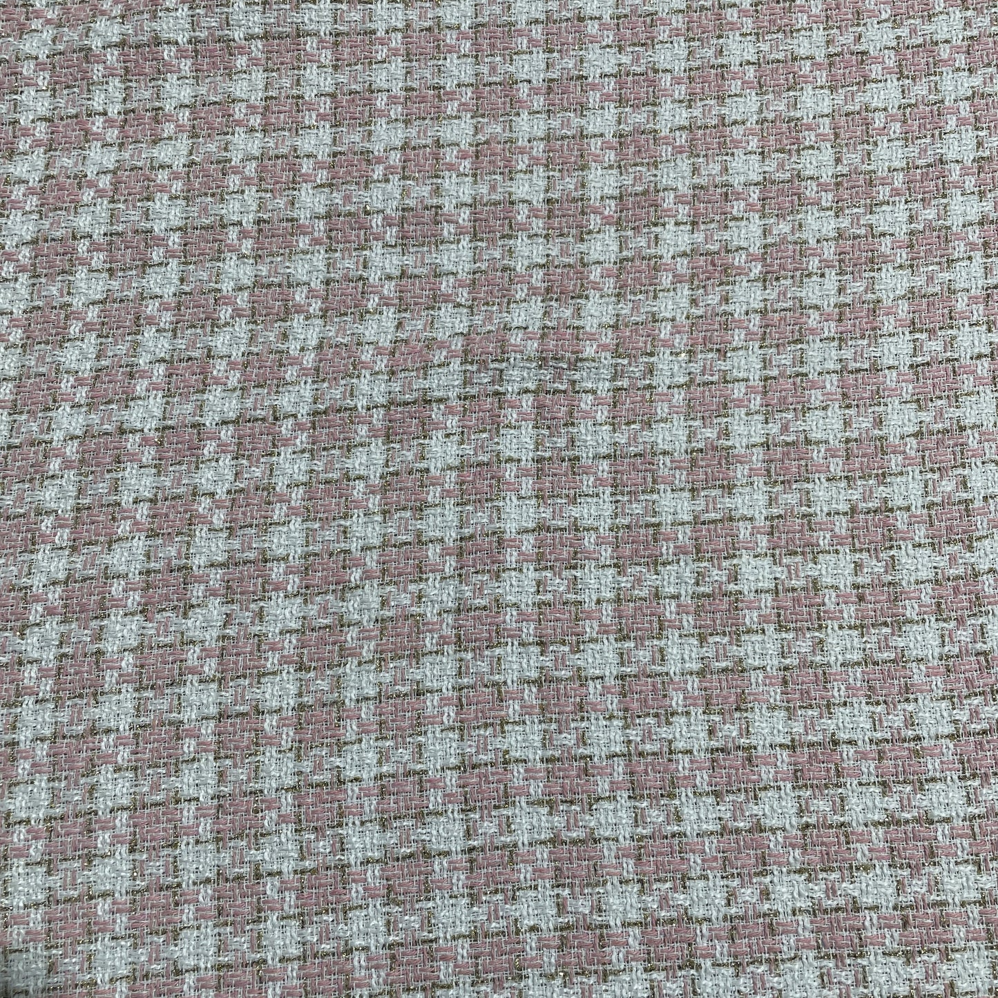 Premium White & Pink Check With Lurex Tweed Fabric