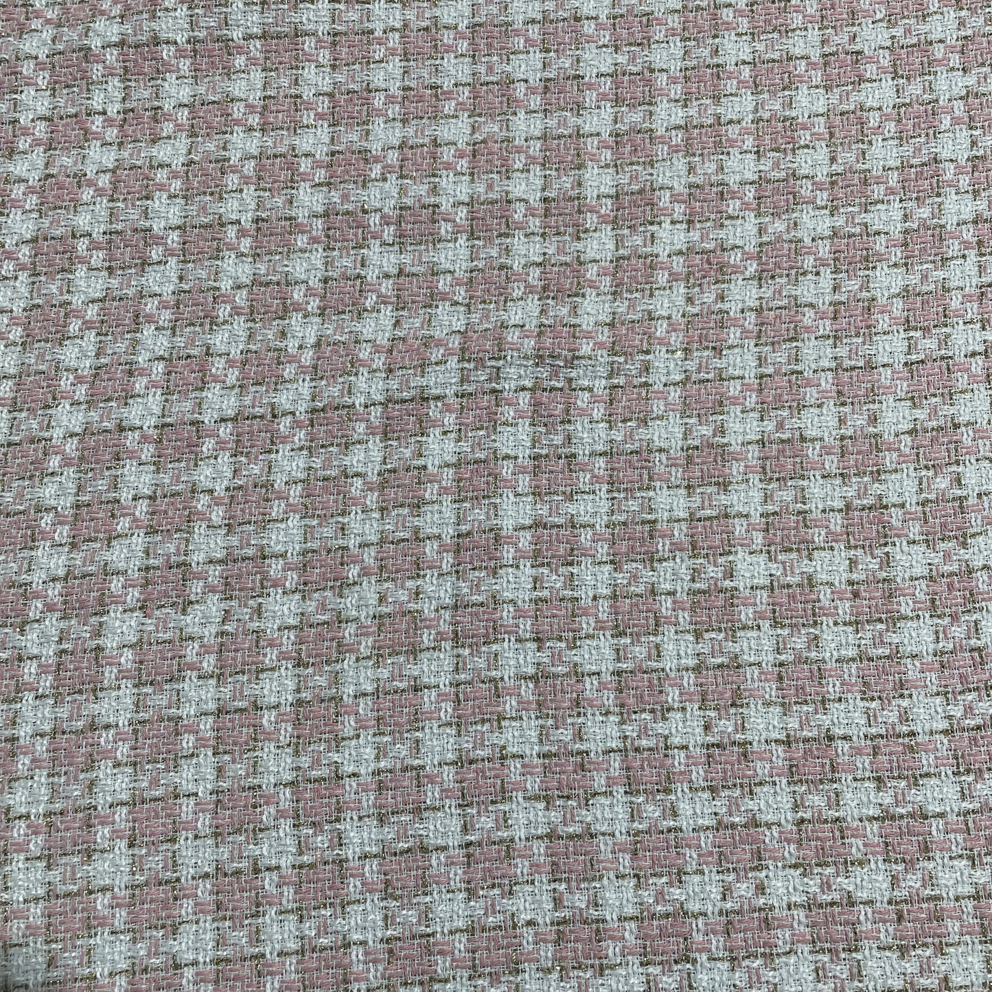 Premium White & Light Pink Check With Lurex Tweed Fabric