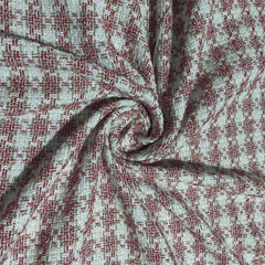 Premium White & Red Check With Lurex Tweed Fabric