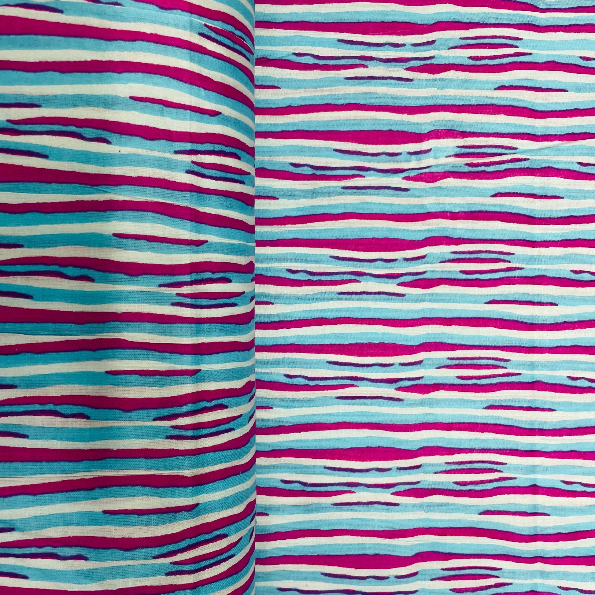 Multicolor Stripe Print Cotton Fabric - TradeUNO