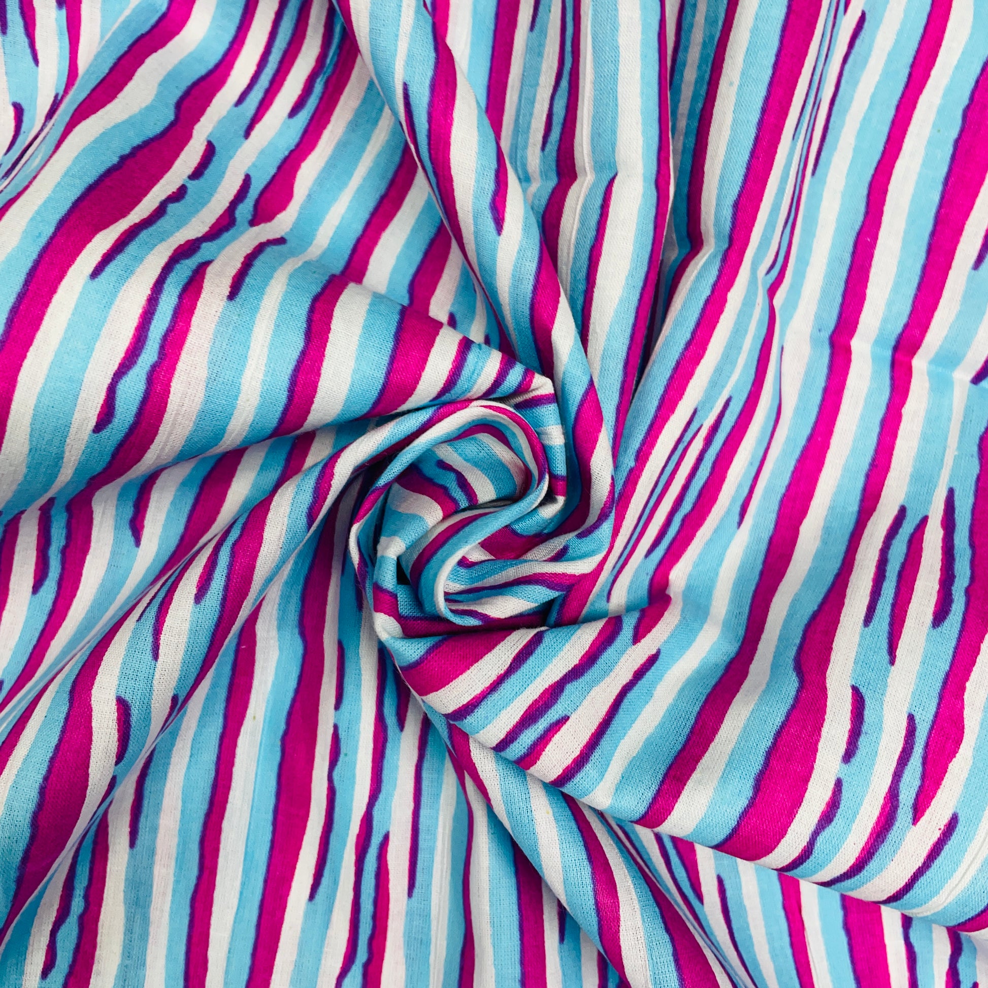 Multicolor Stripe Print Cotton Fabric - TradeUNO