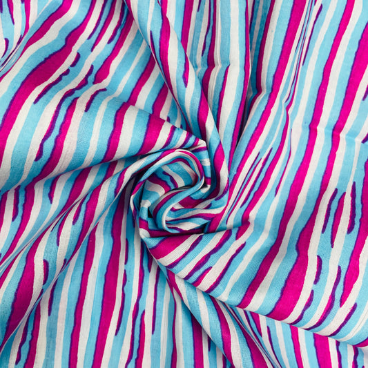 Multicolor Stripe Print Cotton Fabric