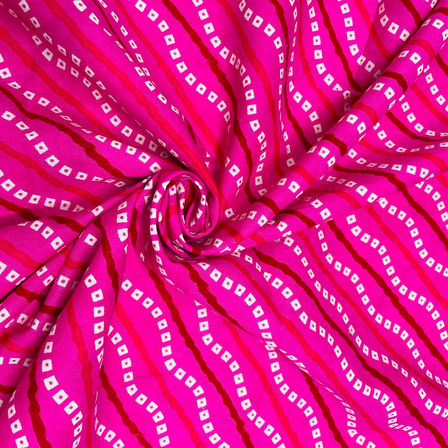 Pink Lehriya Print Cotton Fabric - TradeUNO