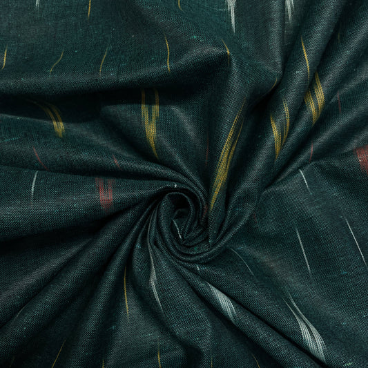 Green & Multicolor Ikkat Print Cotton Fabric