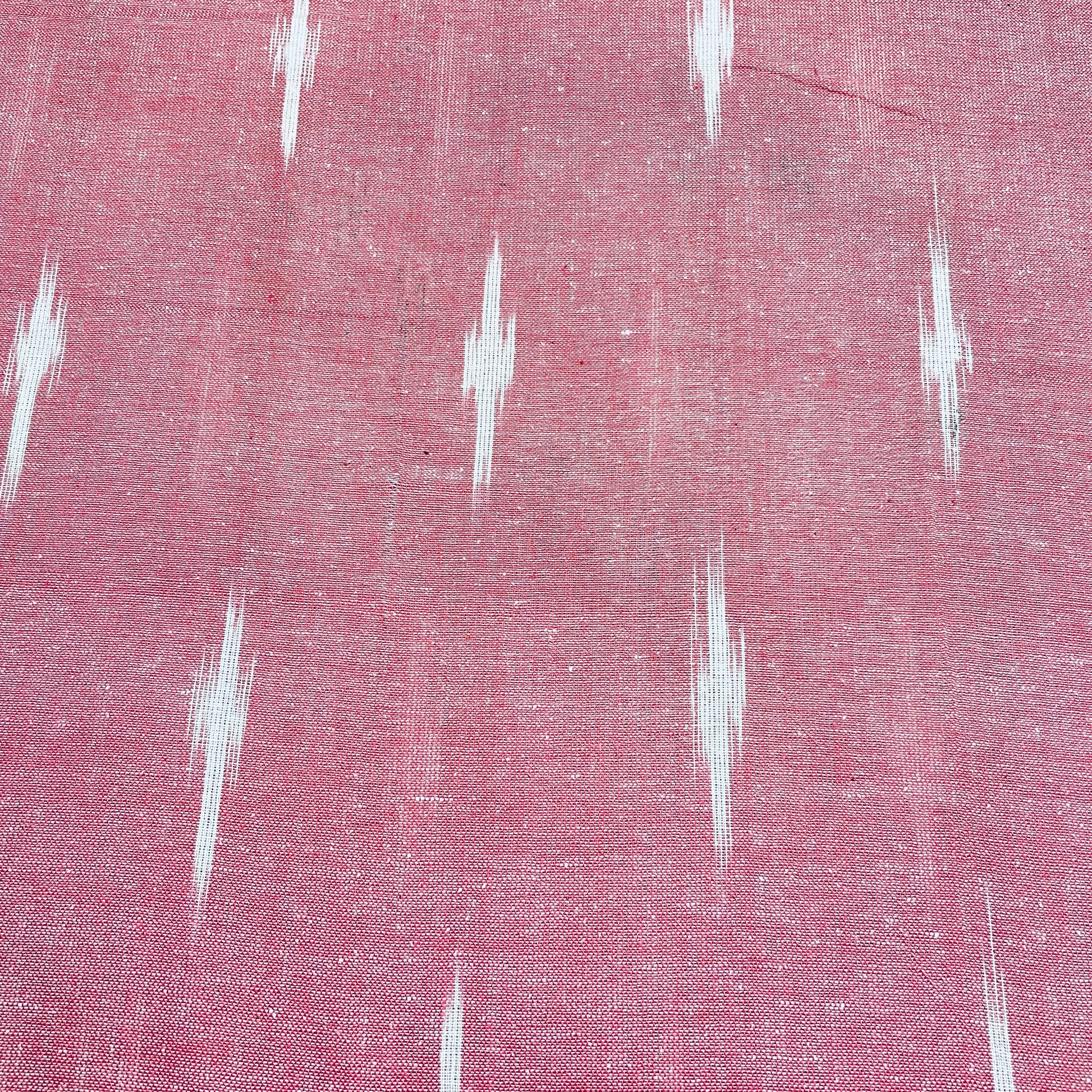 Peach Pink & White Ikkat Print Cotton Fabric - TradeUNO