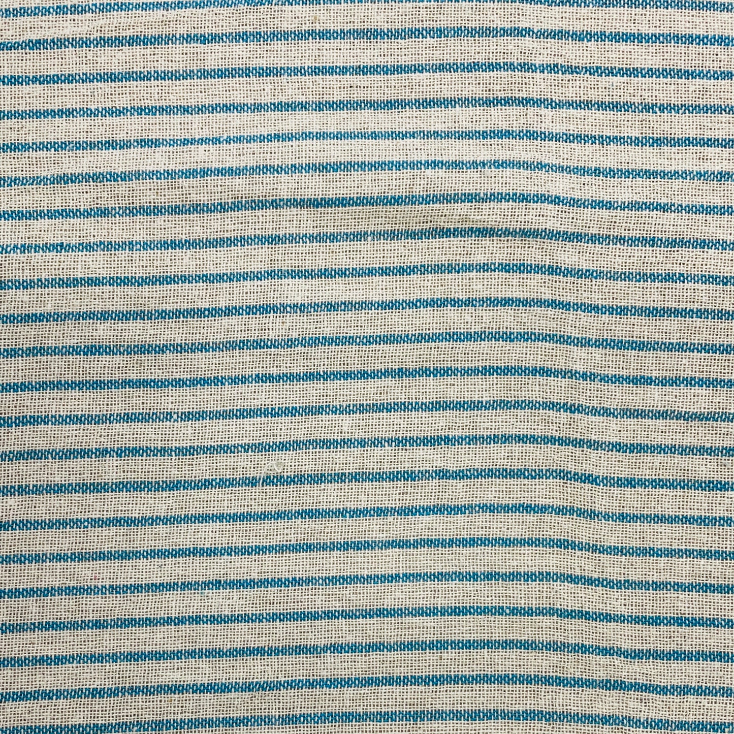 Cream & Skyblue Stripe Cotton Handloom Fabric - TradeUNO