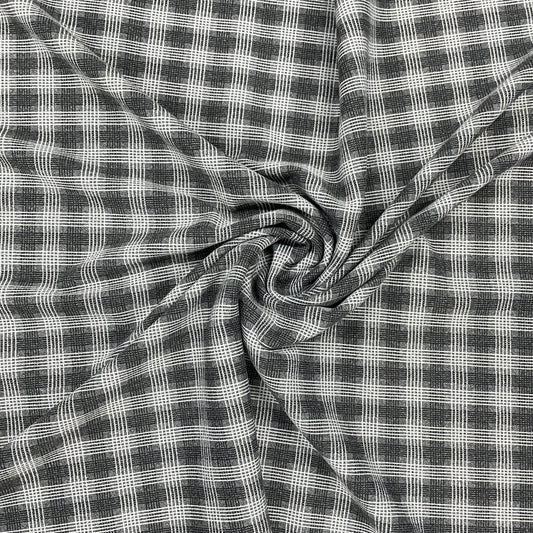 Grey & White Checks Tweed Woollen Fabric
