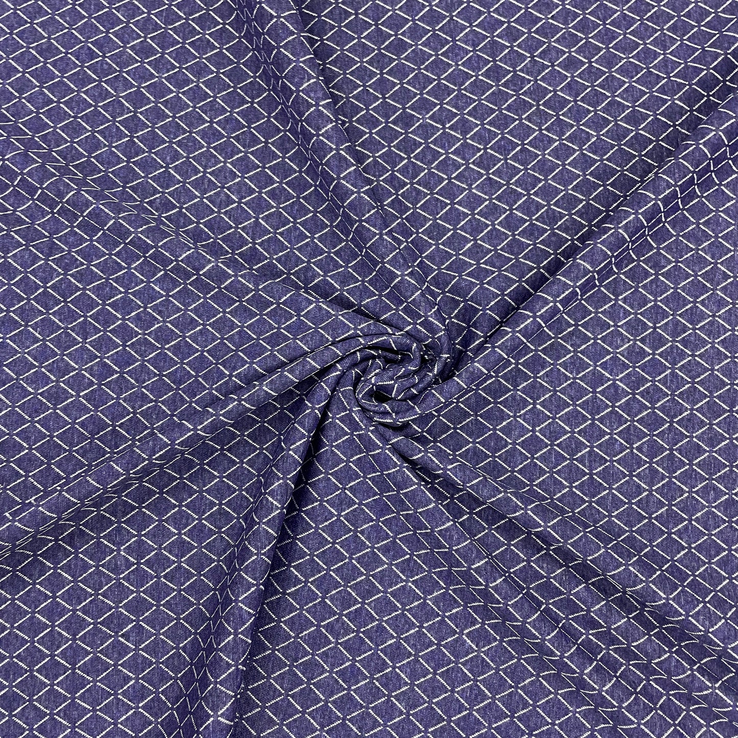Blue Geomatrical Print Woollen Suitings Fabric - TradeUNO