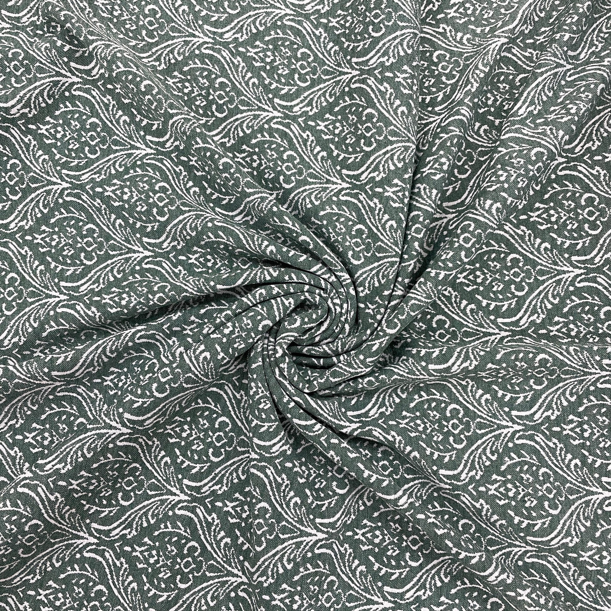 Green Traditional Print Woollen Suitings Fabric - TradeUNO