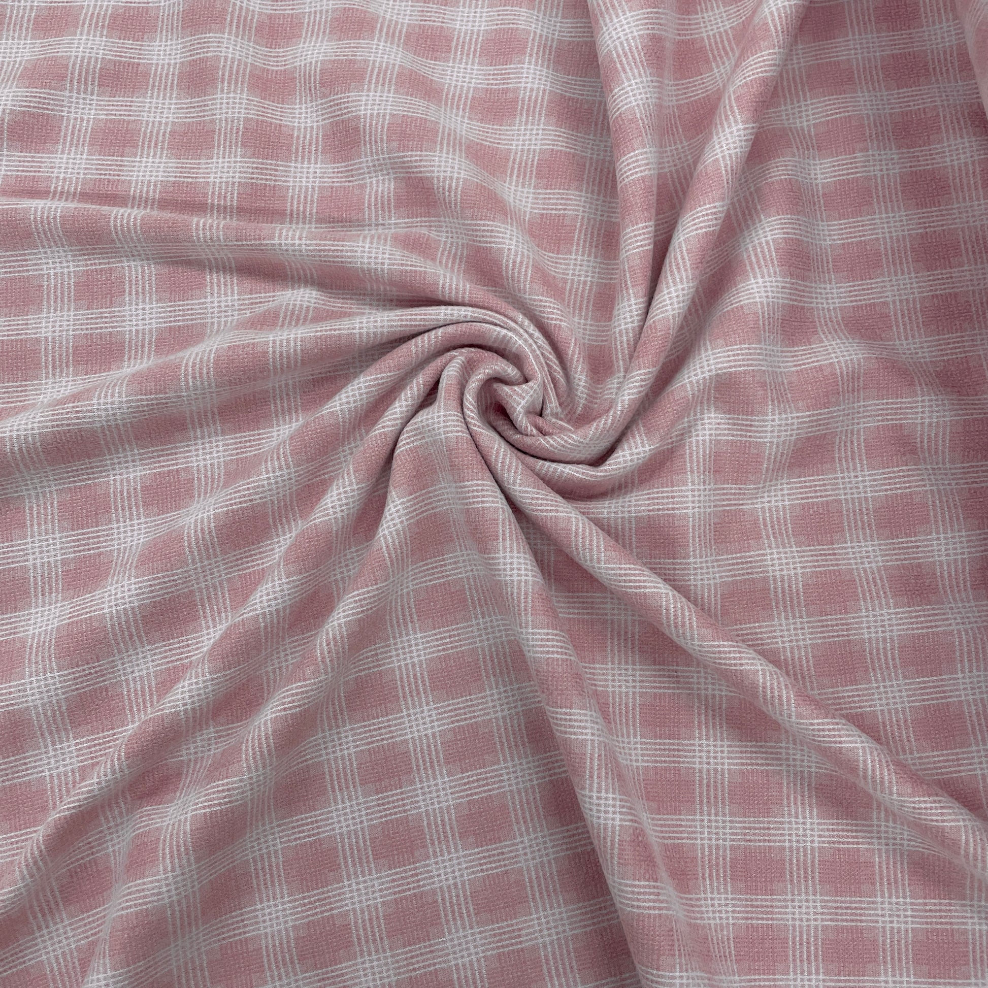 Peach Color Check Whoollen Suitings Fabric - TradeUNO