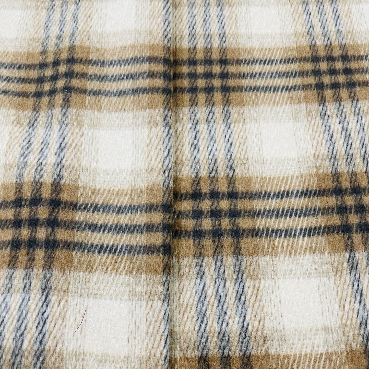 Classic Brown Check Print Woollen Tweed Fabric