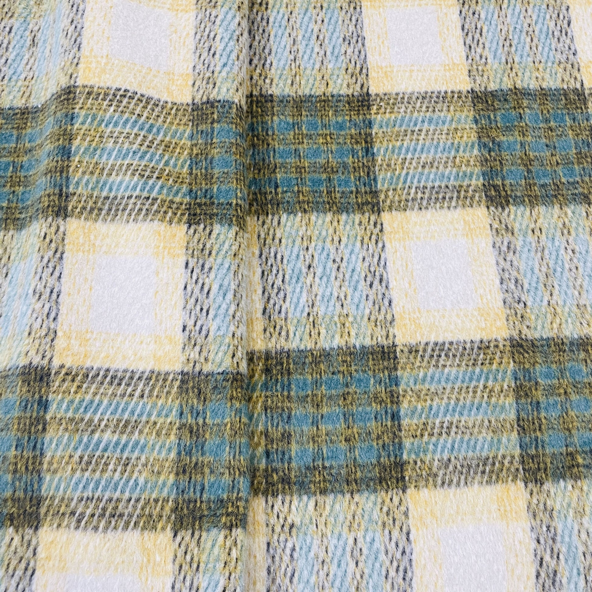 Classic Green Check Print Woollen Tweed Fabric