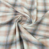 Classic Peach Pink Check Print Woollen Tweed Fabric