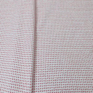 Classic Peach Pink White Check Print Woollen Tweed Lycra Fabric