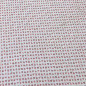 Classic Peach Pink White Check Print Woollen Tweed Lycra Fabric