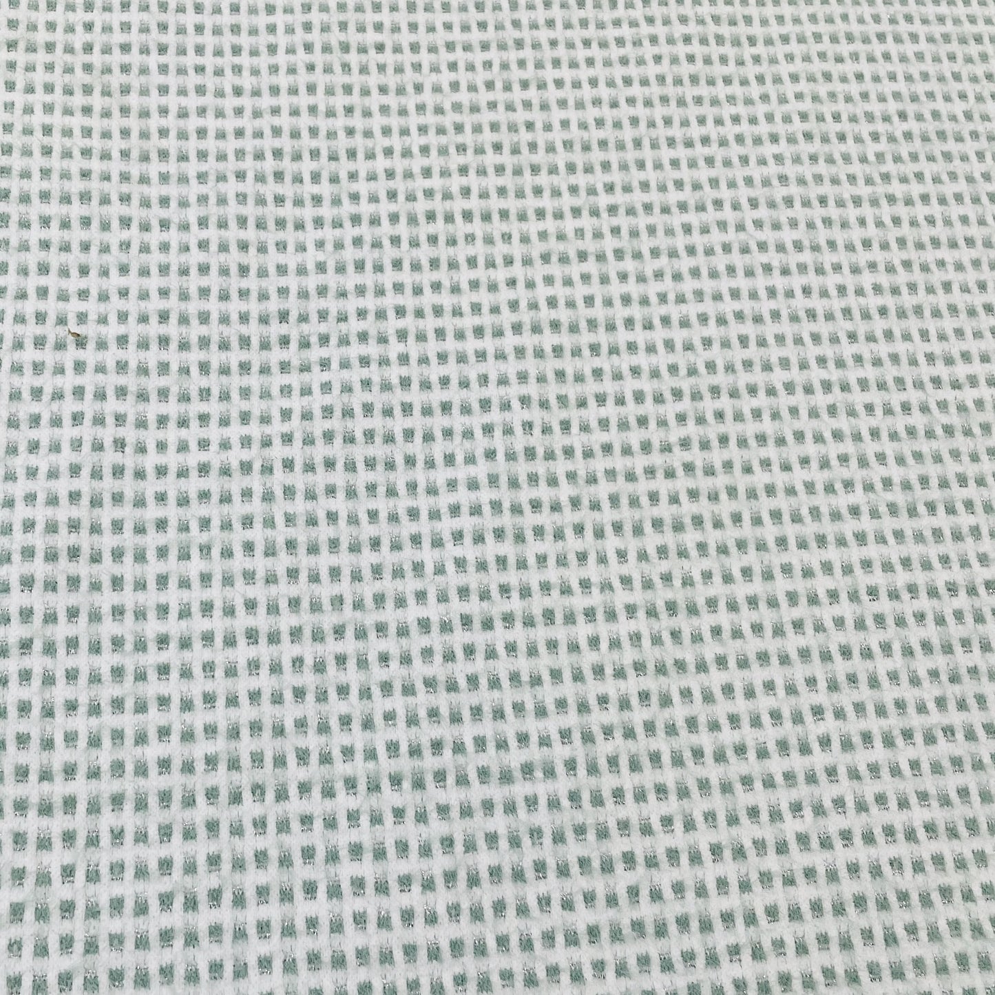 Classic Green White Check Print Woollen Tweed Lycra Fabric